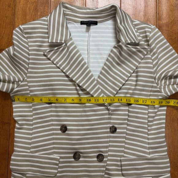 Banana Republic Womens Pique Striped Knit Blazer Size L Preppy Academia Coastal - Picture 14 of 15